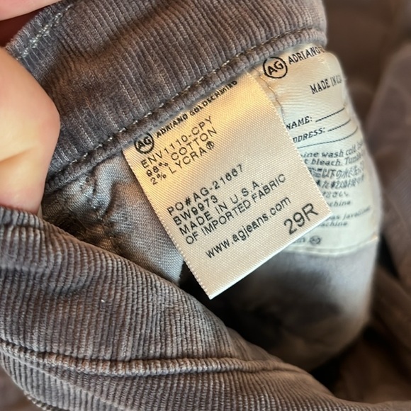 AG Adriano Goldschmied The Stilt Gray Corduroy Distressed Pant Size 29 - Picture 6 of 7